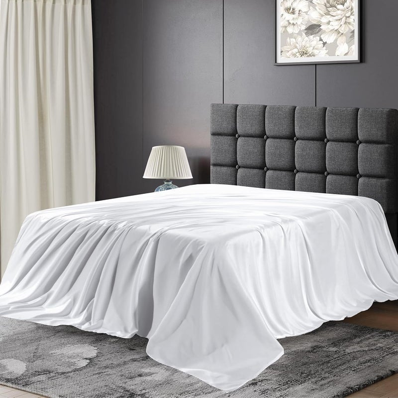 Siesta Zen شيتات سرير مسطحة مزدوجة من قطن مصري 100% - سييستا زين 230x250 سم - ناعمة للغاية بوزن 300 خيط، مقاومة للتلاشي والتجاعيد (بيضاء) - Image 3
